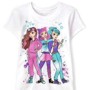 The Children’s Place Girls Short Sleeve Graphic Tee - White- Size S (5/6) NWT